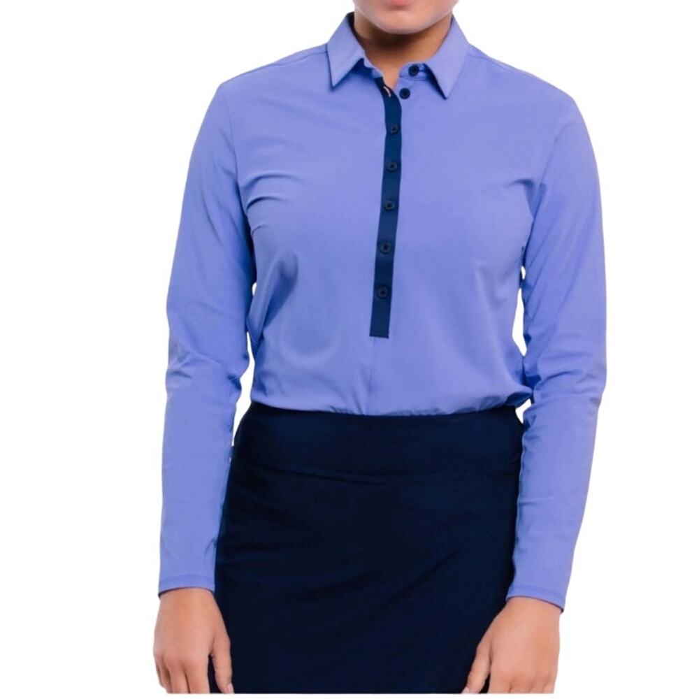Foray Golf Women's Golf Jacket Shirt 1/4 Button Up Baja Blue Size XS NWT SPF